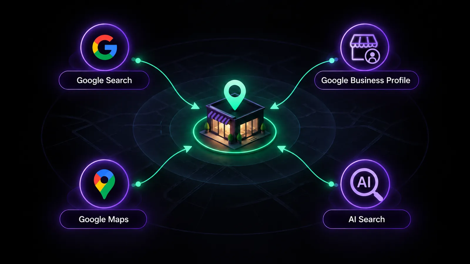 Local search visibility map showing HVAC company rankings across a service area