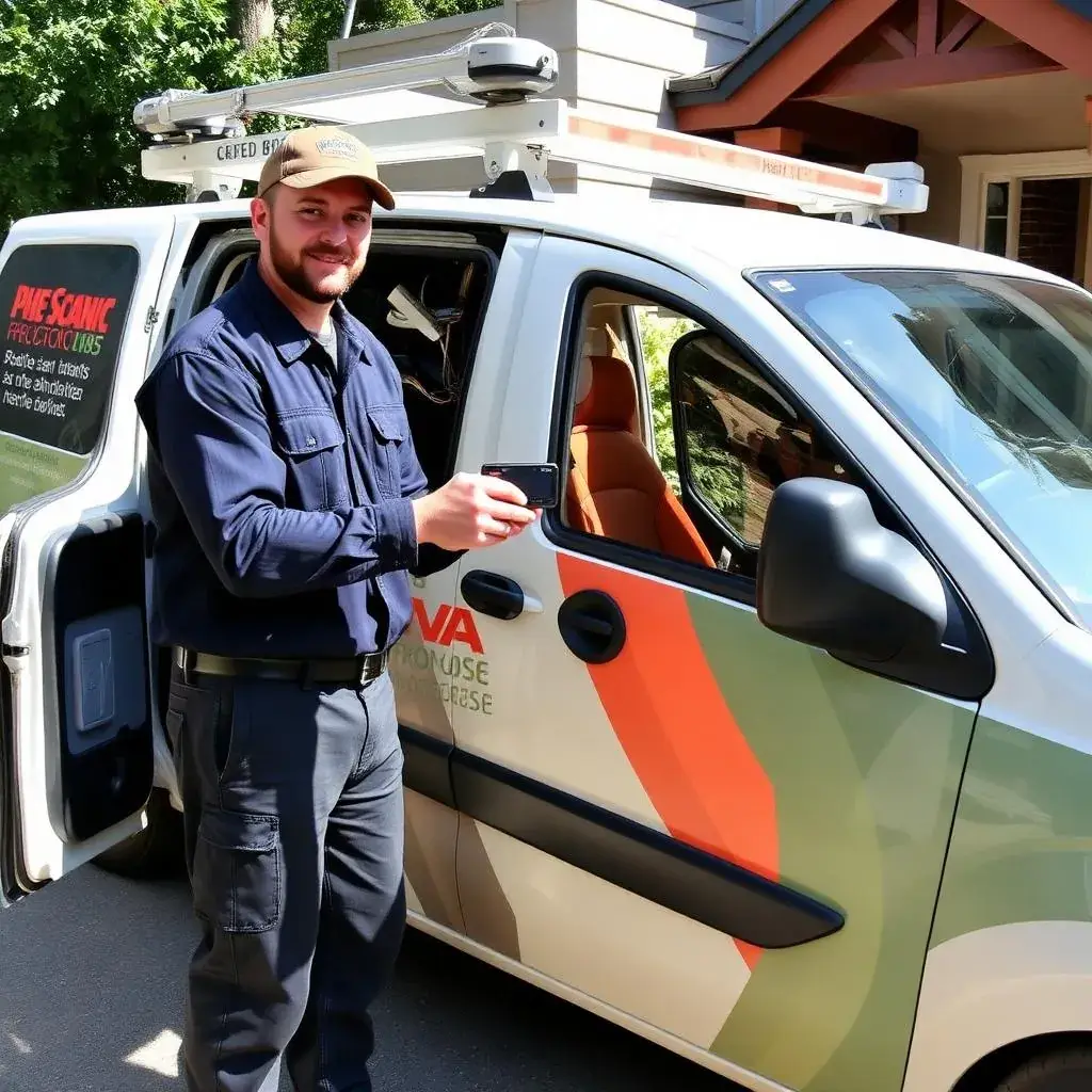 HVAC Technician Taking Payment At The Truck