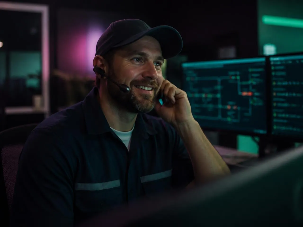 AI answering service handling an HVAC service call while the CRM logs the conversation